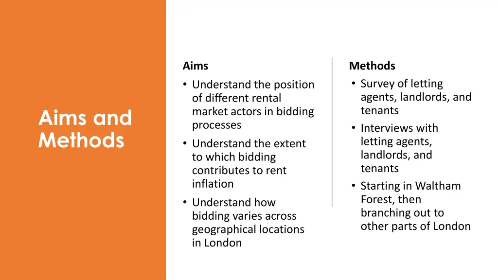 aims understand the position of different rental