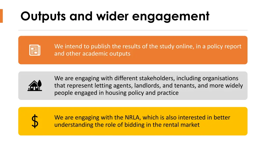 outputs and wider engagement