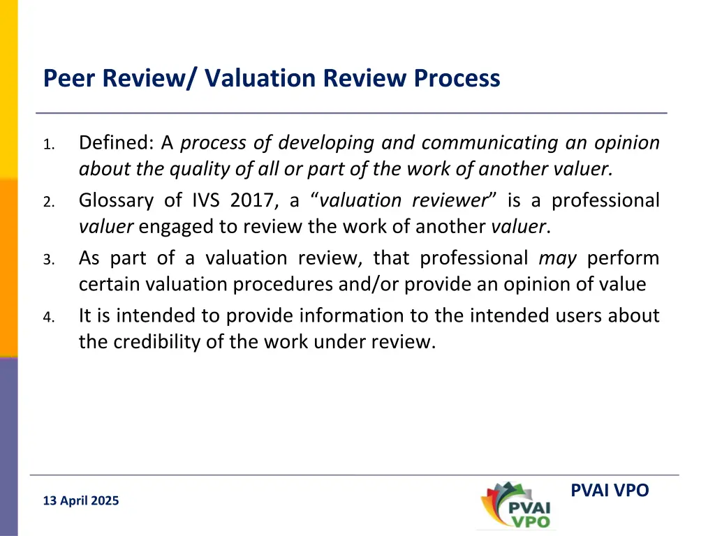 peer review valuation review process 1