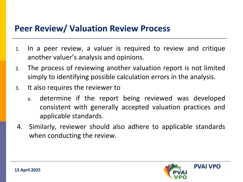 peer review valuation review process
