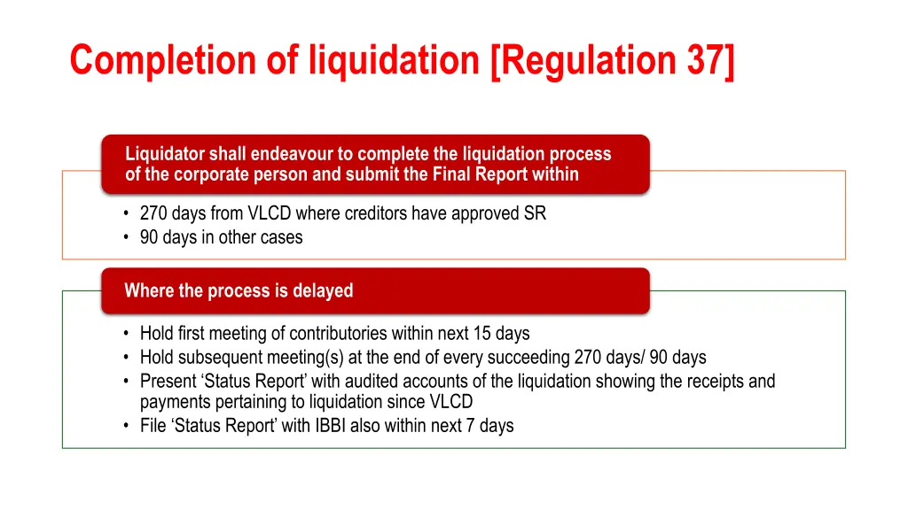 completion of liquidation regulation 37