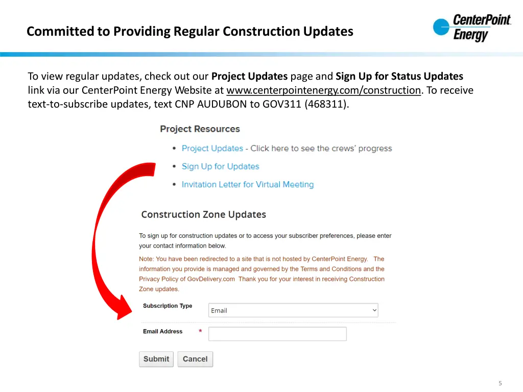 committedto providingregular constructionupdates