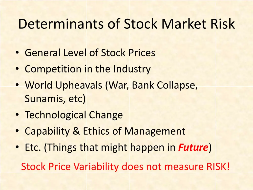 determinants of stock market risk