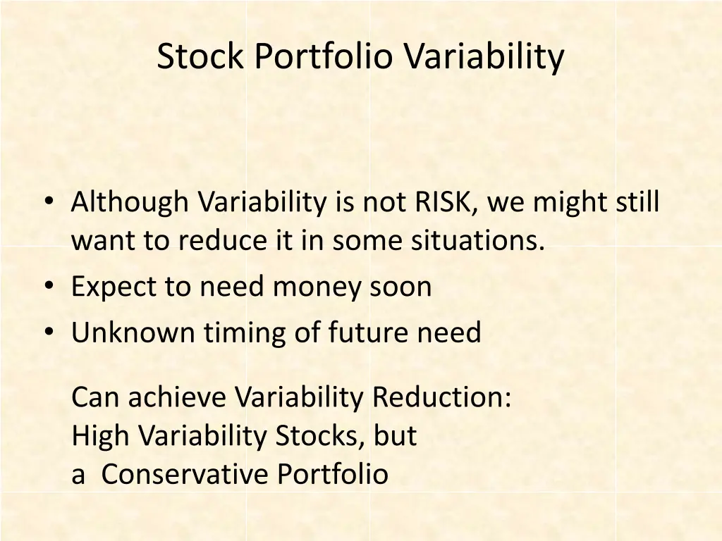 stock portfolio variability