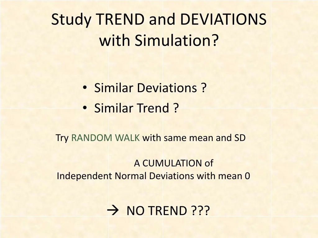 study trend and deviations with simulation