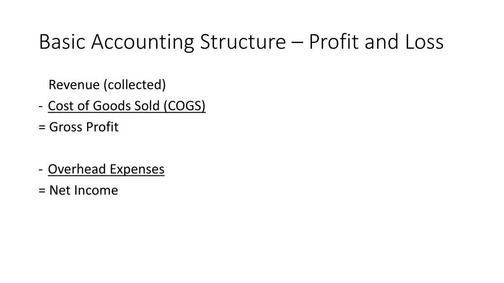 basic accounting structure profit and loss