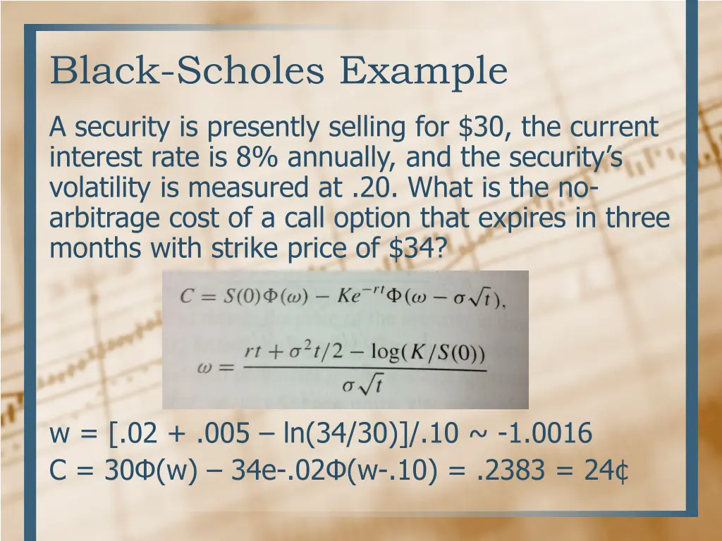 black scholes example