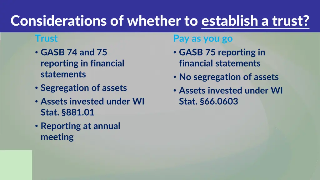 considerations of whether to establish a trust 1