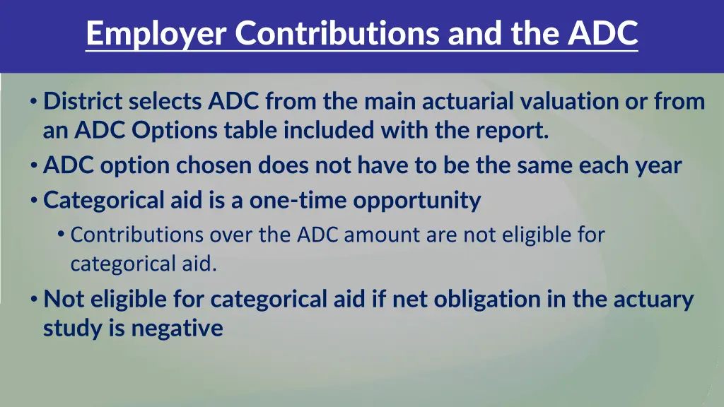 employer contributions and the adc
