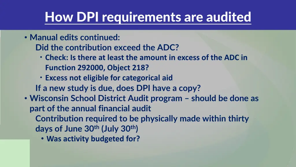 how dpi requirements are audited 2