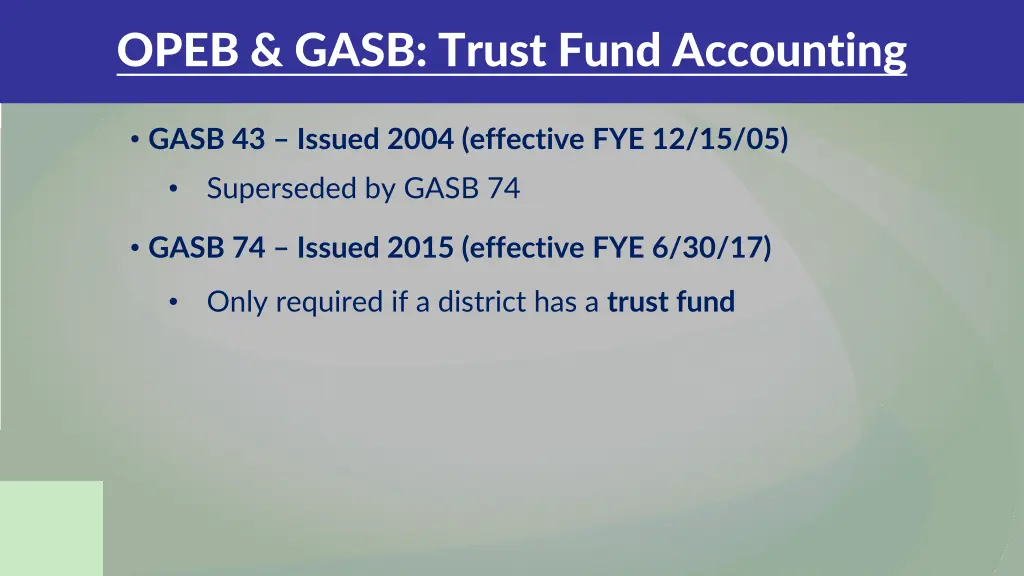 opeb gasb trust fund accounting