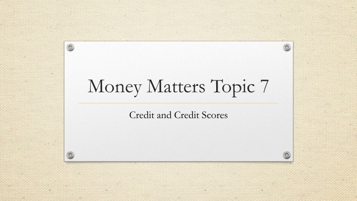 money matters topic 7