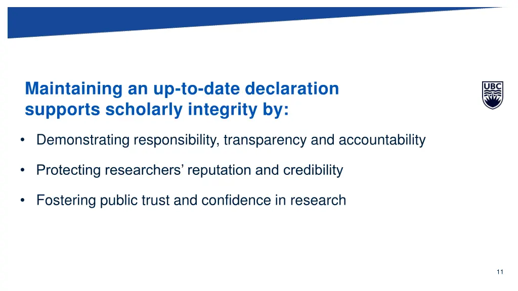 maintaining an up to date declaration supports