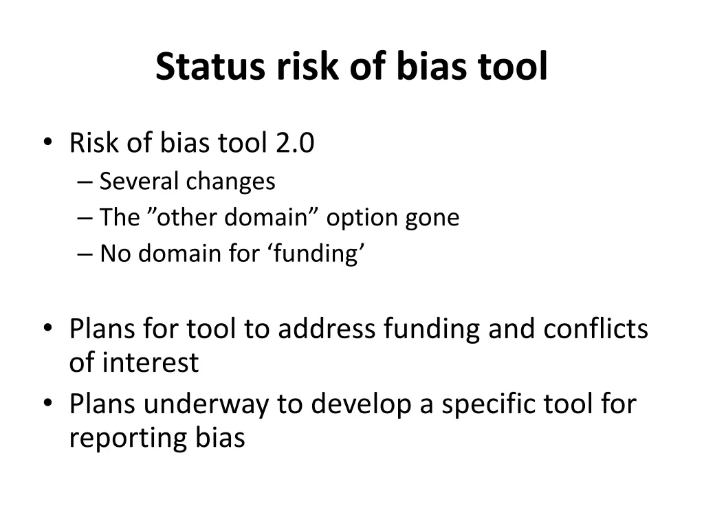 status risk of bias tool