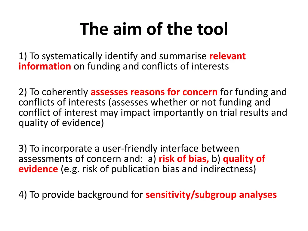 the aim of the tool