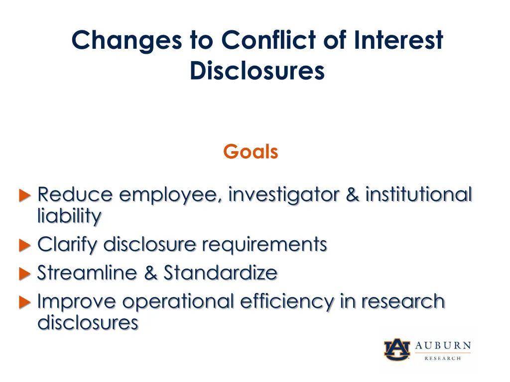 changes to conflict of interest disclosures