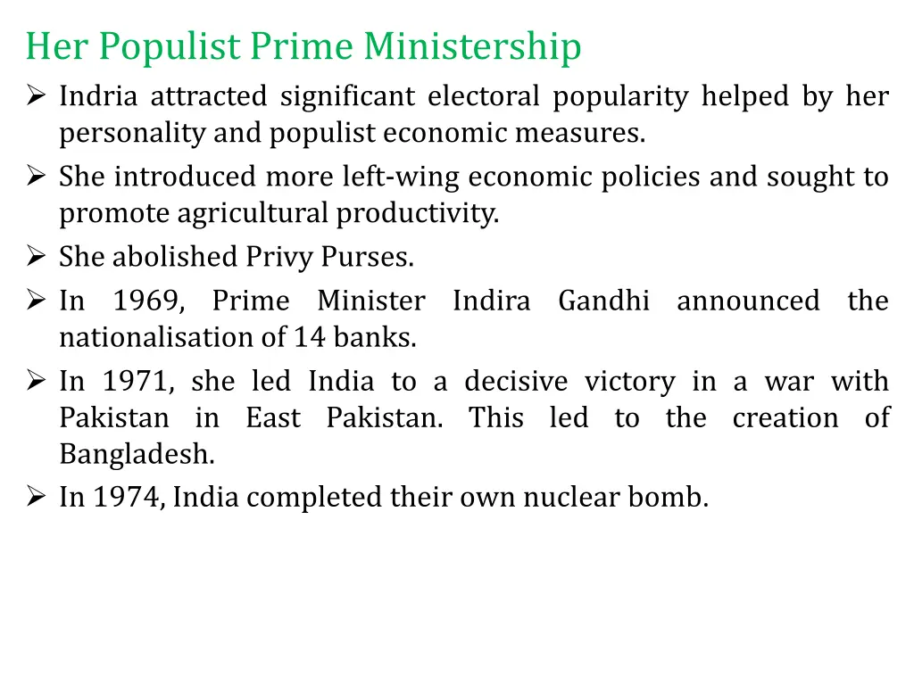 her populist prime ministership indria attracted