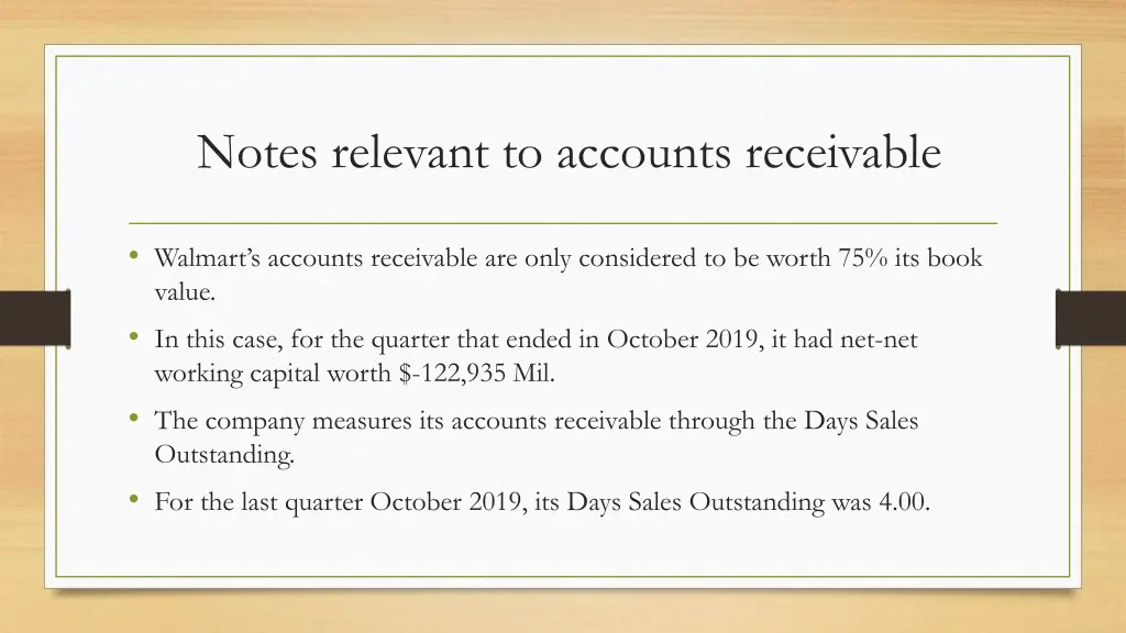 notes relevant to accounts receivable