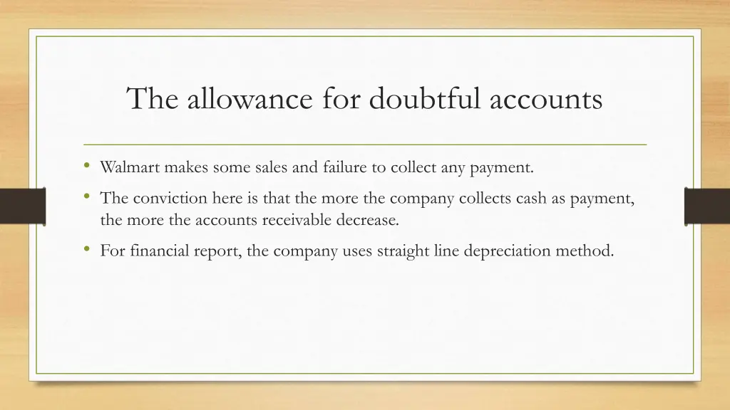 the allowance for doubtful accounts