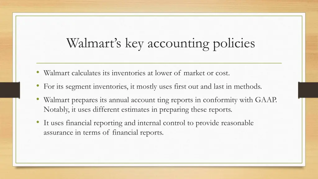 walmart s key accounting policies