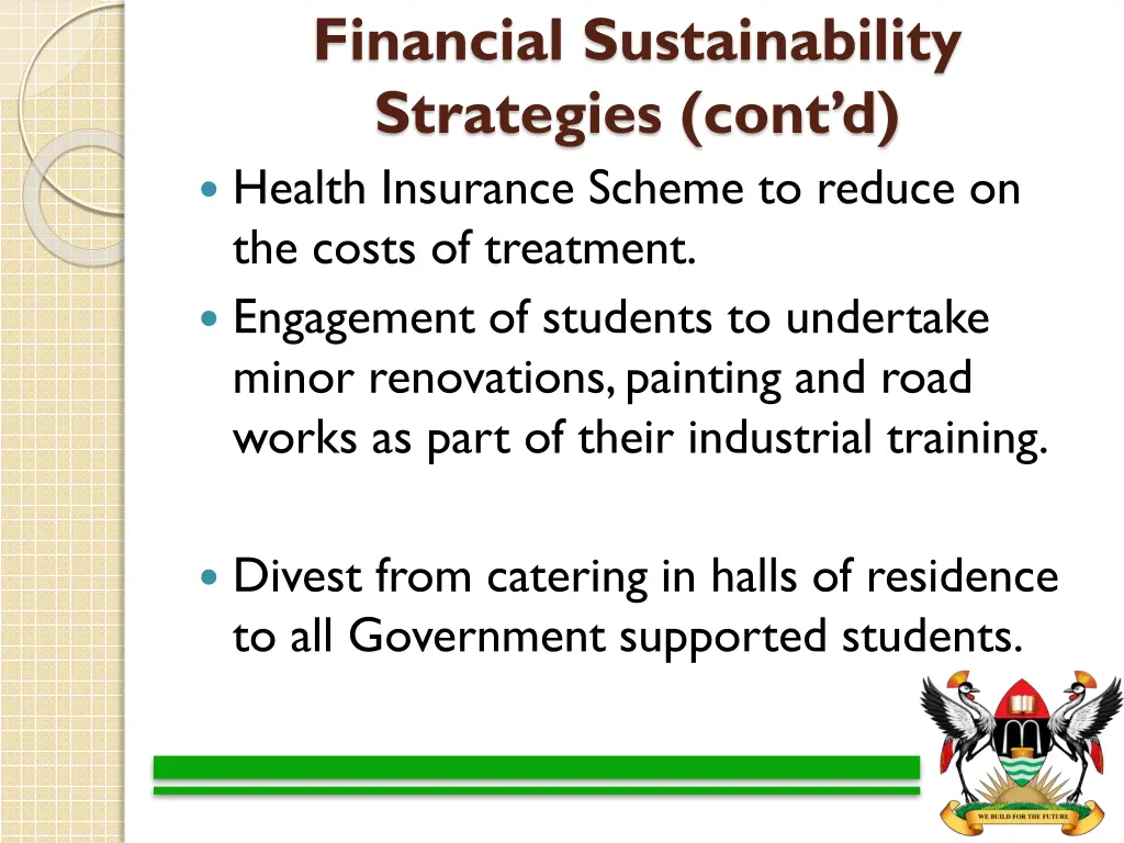 financial sustainability strategies cont d health