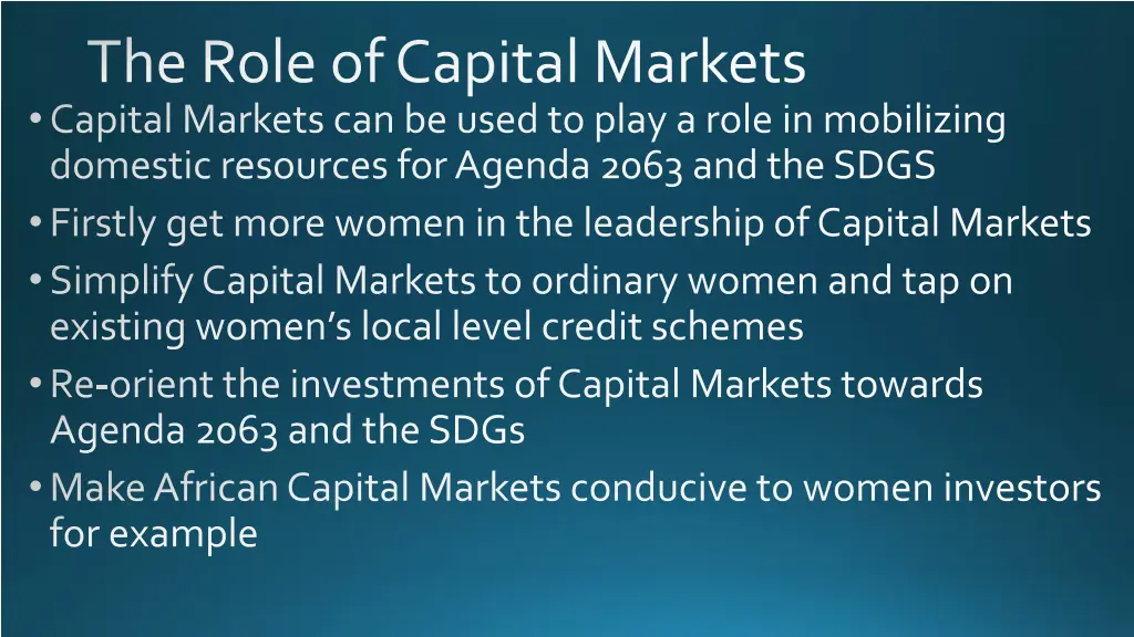 the role of capital markets capital markets