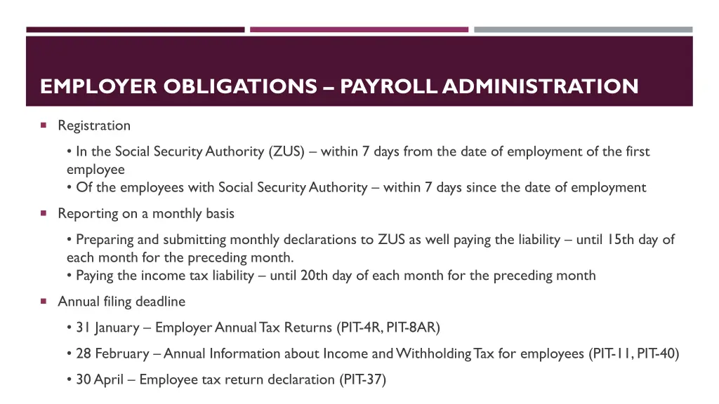 employer obligations payrolladministration