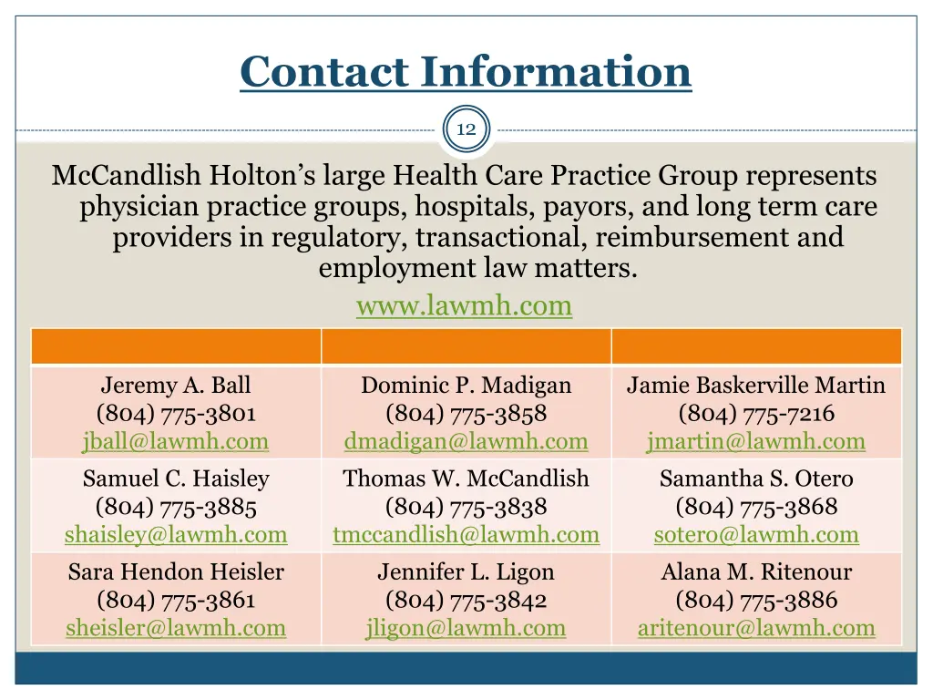 contact information
