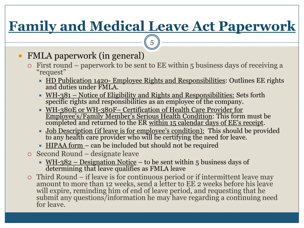 family and medical leave act paperwork