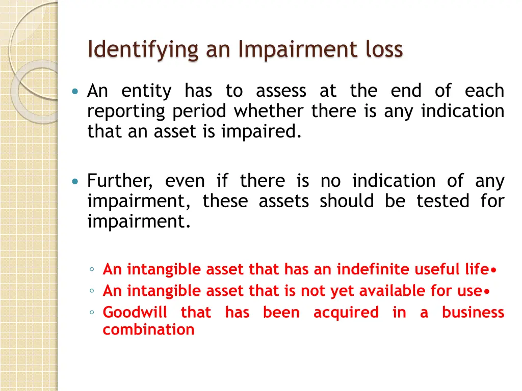 identifying an impairment loss