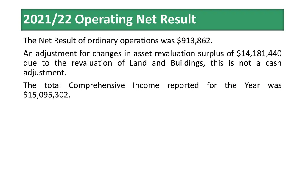 2021 22 operating net result