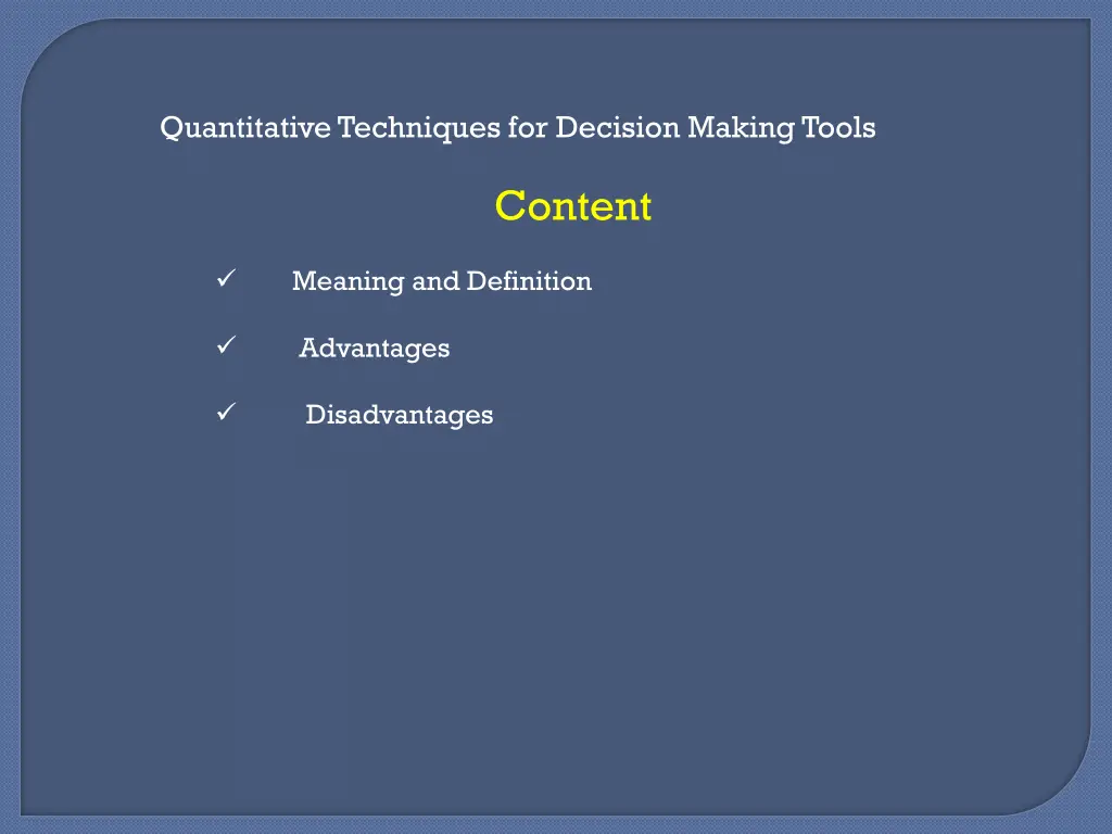 quantitative techniques for decision making tools