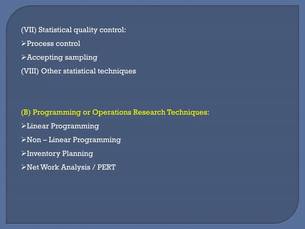 vii statistical quality control