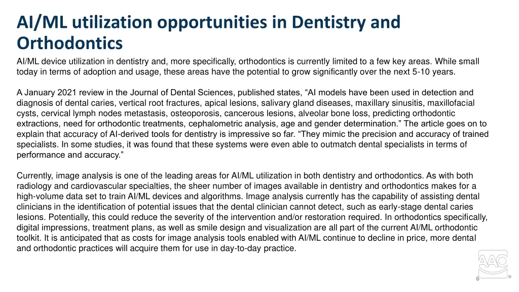 ai ml utilization opportunities in dentistry