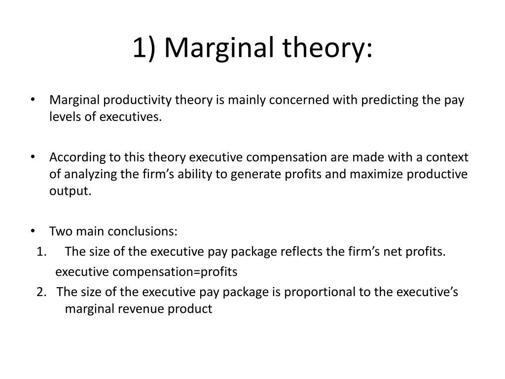 1 marginal theory
