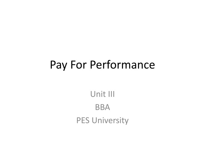 pay for performance