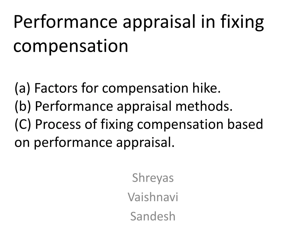 performance appraisal in fixing compensation