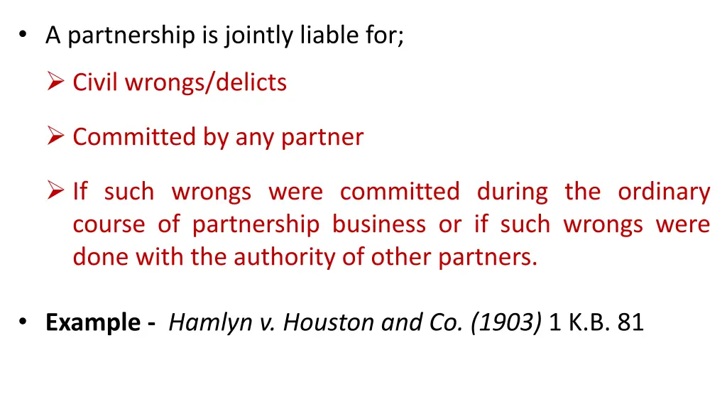 a partnership is jointly liable for