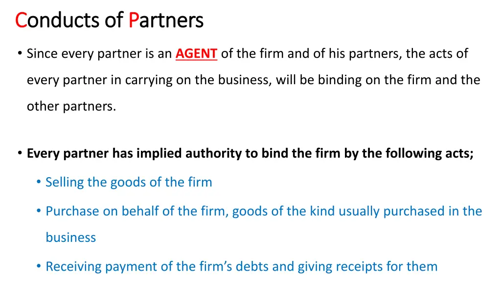 c conducts of onducts of p partners