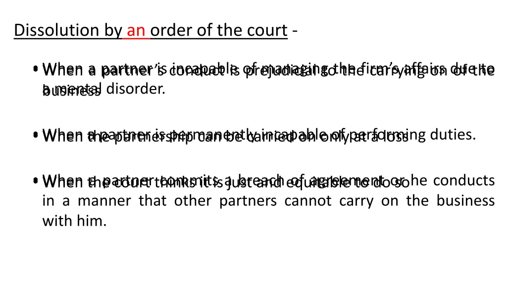 dissolution by an order of the court