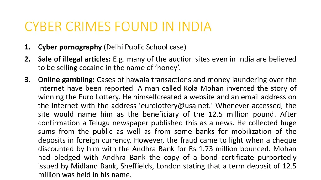 cyber crimes found in india