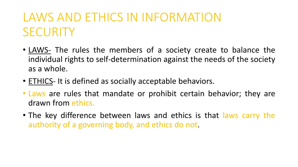 laws and ethics in information security