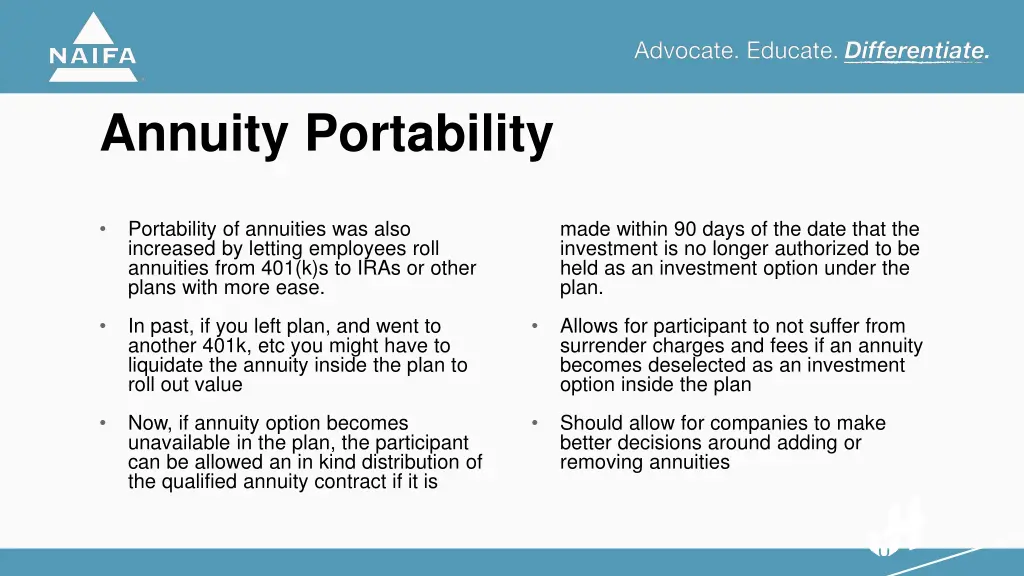 annuity portability