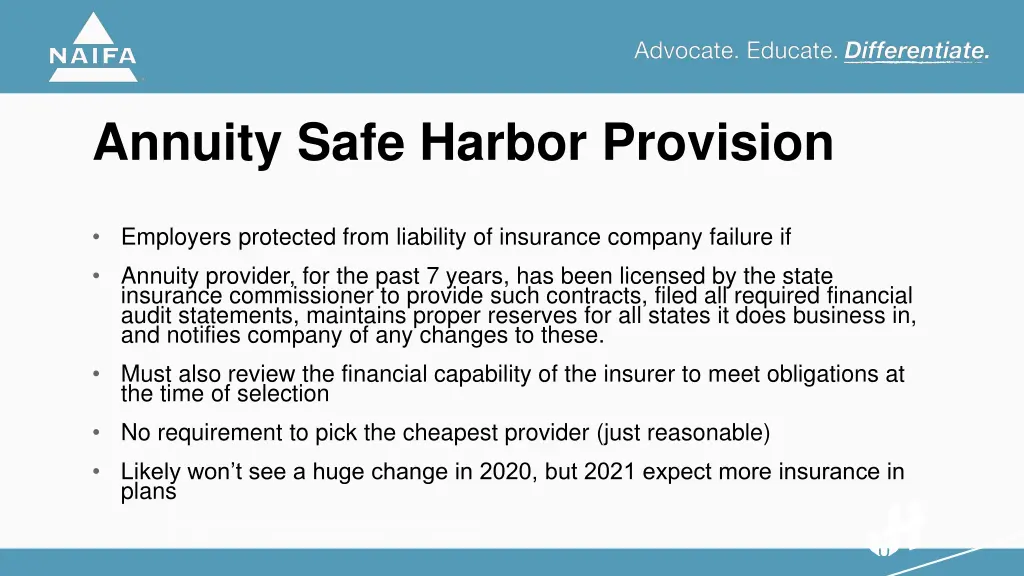 annuity safe harbor provision