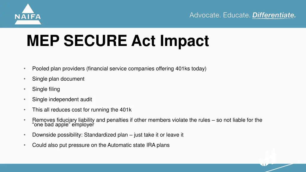 mep secure act impact