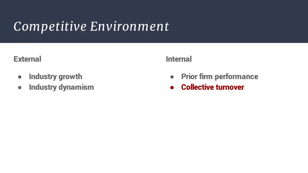 competitive environment