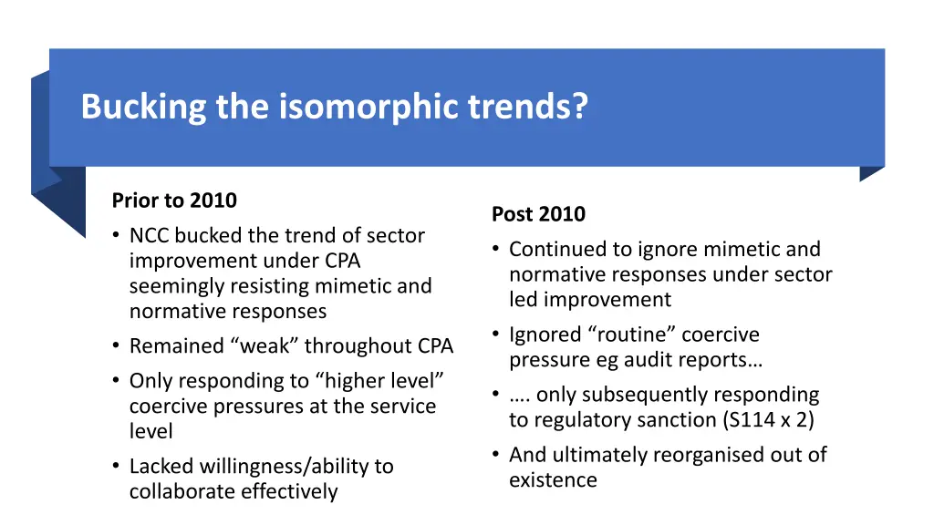 bucking the isomorphic trends