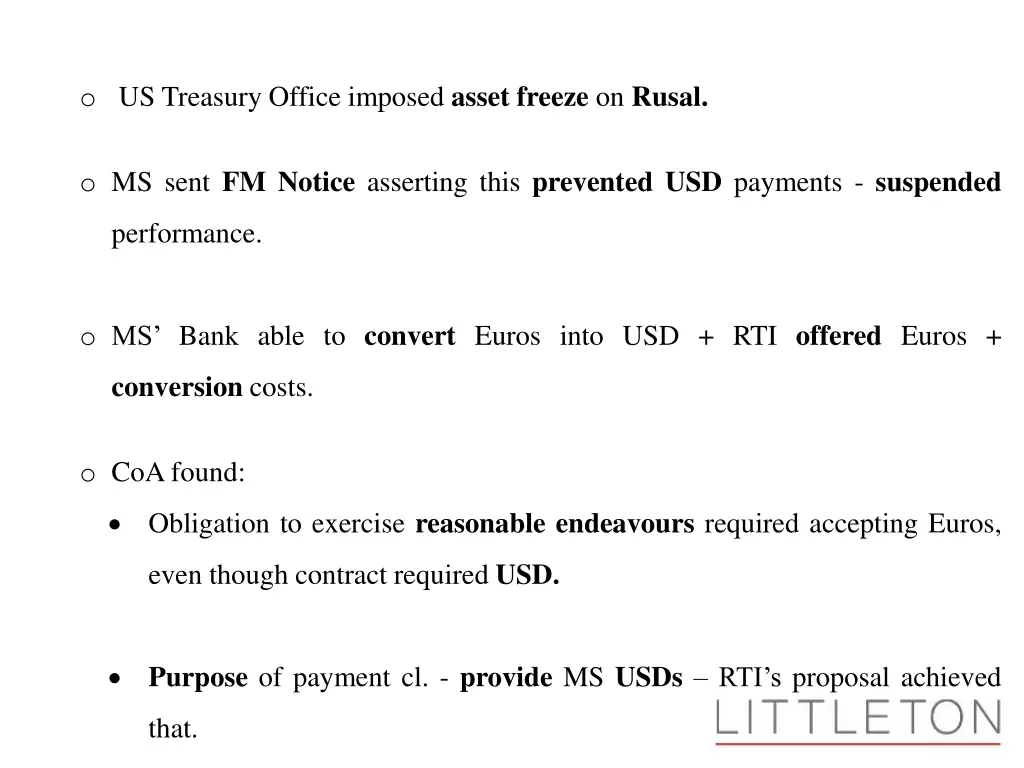 o us treasury office imposed asset freeze on rusal