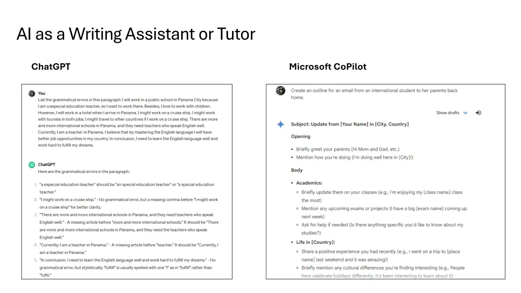 ai as a writing assistant or tutor