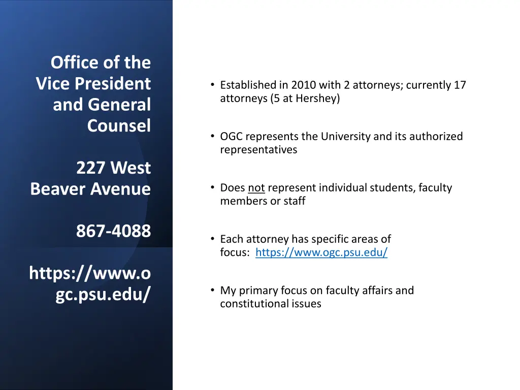 office of the vice president and general counsel